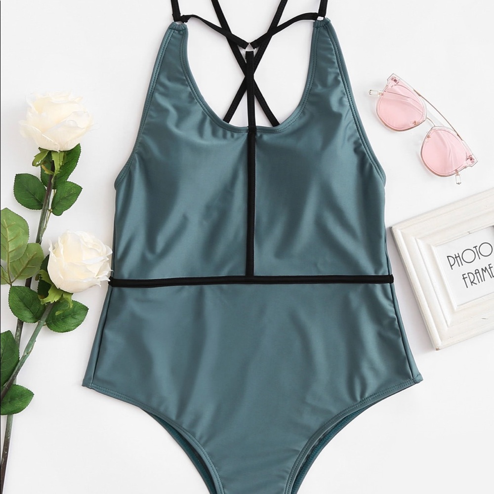 Strappy one-piece swimsuit